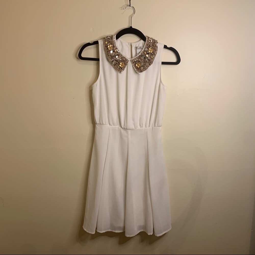 White Dress with Beaded Collar
